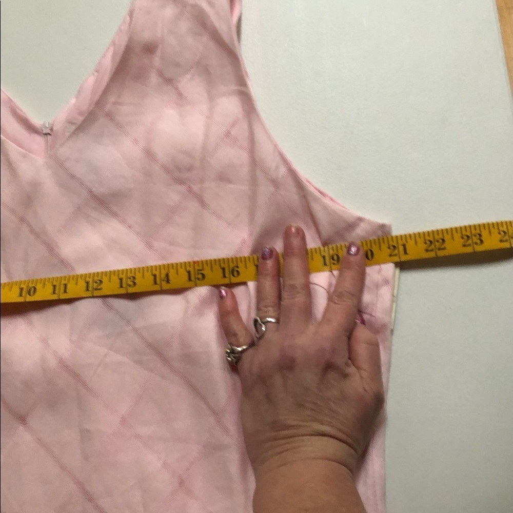 Sherry Taylor size XL pink v-neck sleeveless dress linen like bias cut - Picture 3 of 10